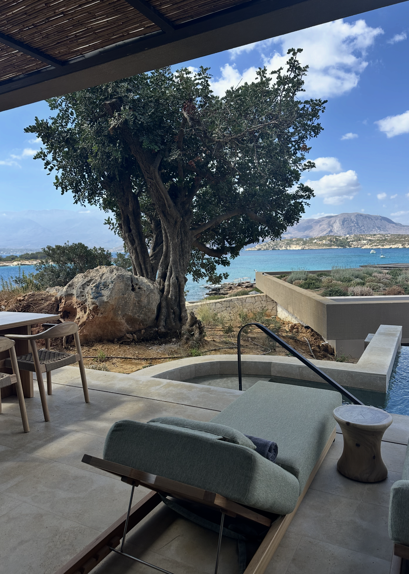 daybed overlooking the sea in Crete, Greece