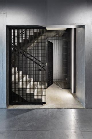 Mesh covered staircase