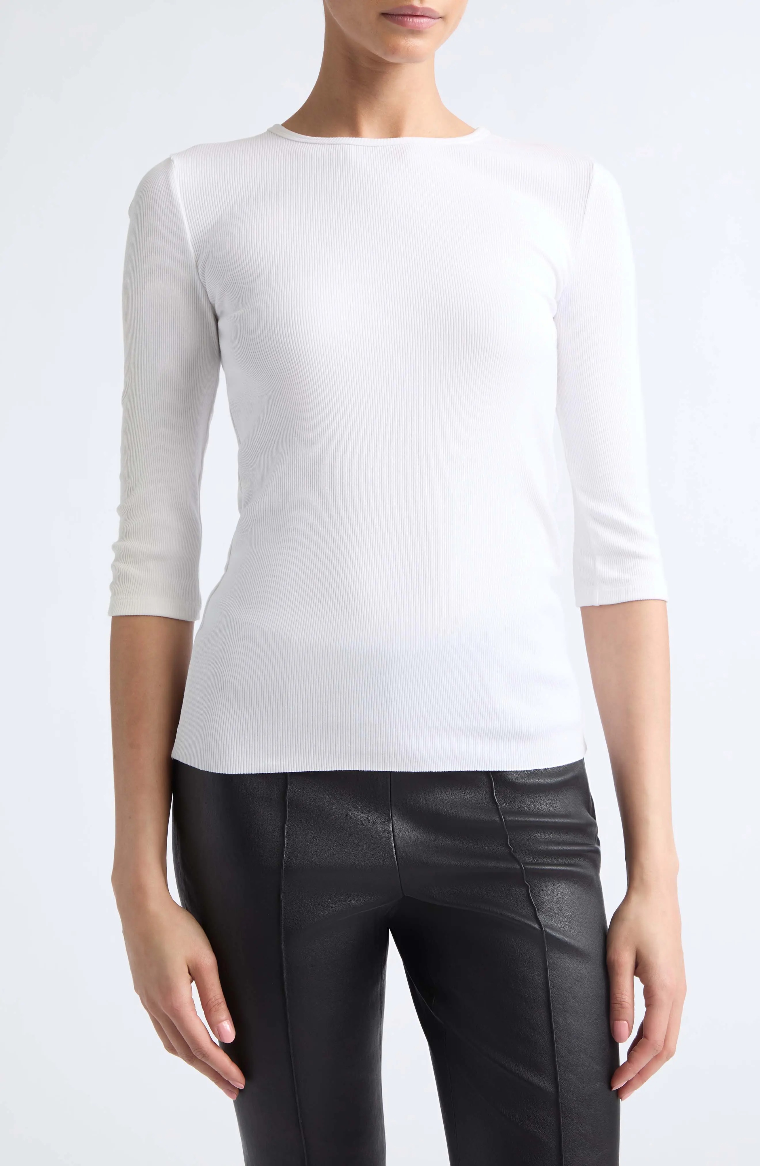 Elbow Sleeve Crewneck Top