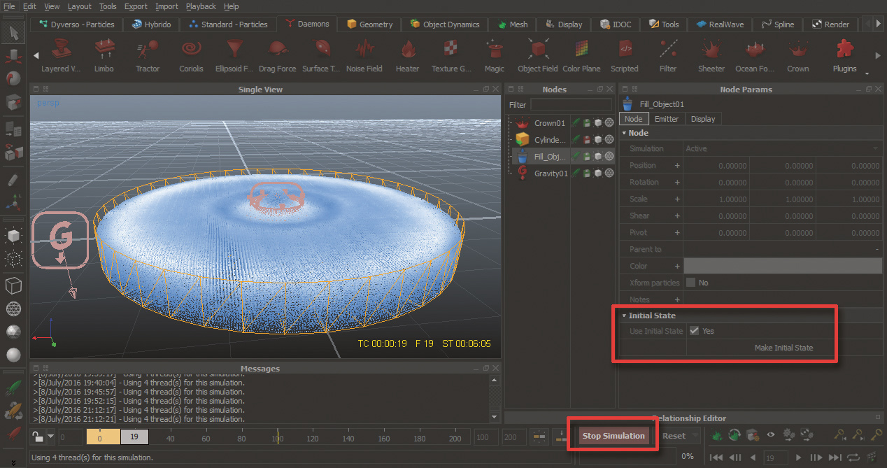 Set the initial state of the particles before anything else