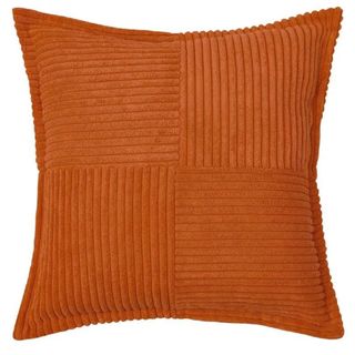Topfinel Spring/Summer Wide Side Pillowcase with Splicing, Super Soft Corduroy Sofa Pillowcase Decorative Textured Pillow, Burnt Orange, 16x16 inch, Set of 2