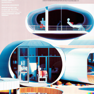 AI-generated image of futuristic homes by DALL·E, prompt: ‘Future residential architecture in Wallpaper* Magazine‘