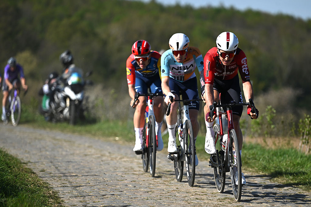 TONGEREN, BELGIUM - APRIL 15: Cedric Beullens of Belgium and Team Lotto Intermarch&amp;eacute; attacks during the 10th Ronde Van Limburg 2026 a 178.4km one day race from Hasselt to Tongeren on April 15, 2026 in Tongeren, Belgium. (Photo by Luc Claessen/Getty Images)