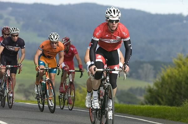 Search2Retain-My Team2 on the front of the peloton heading out of Warragul.