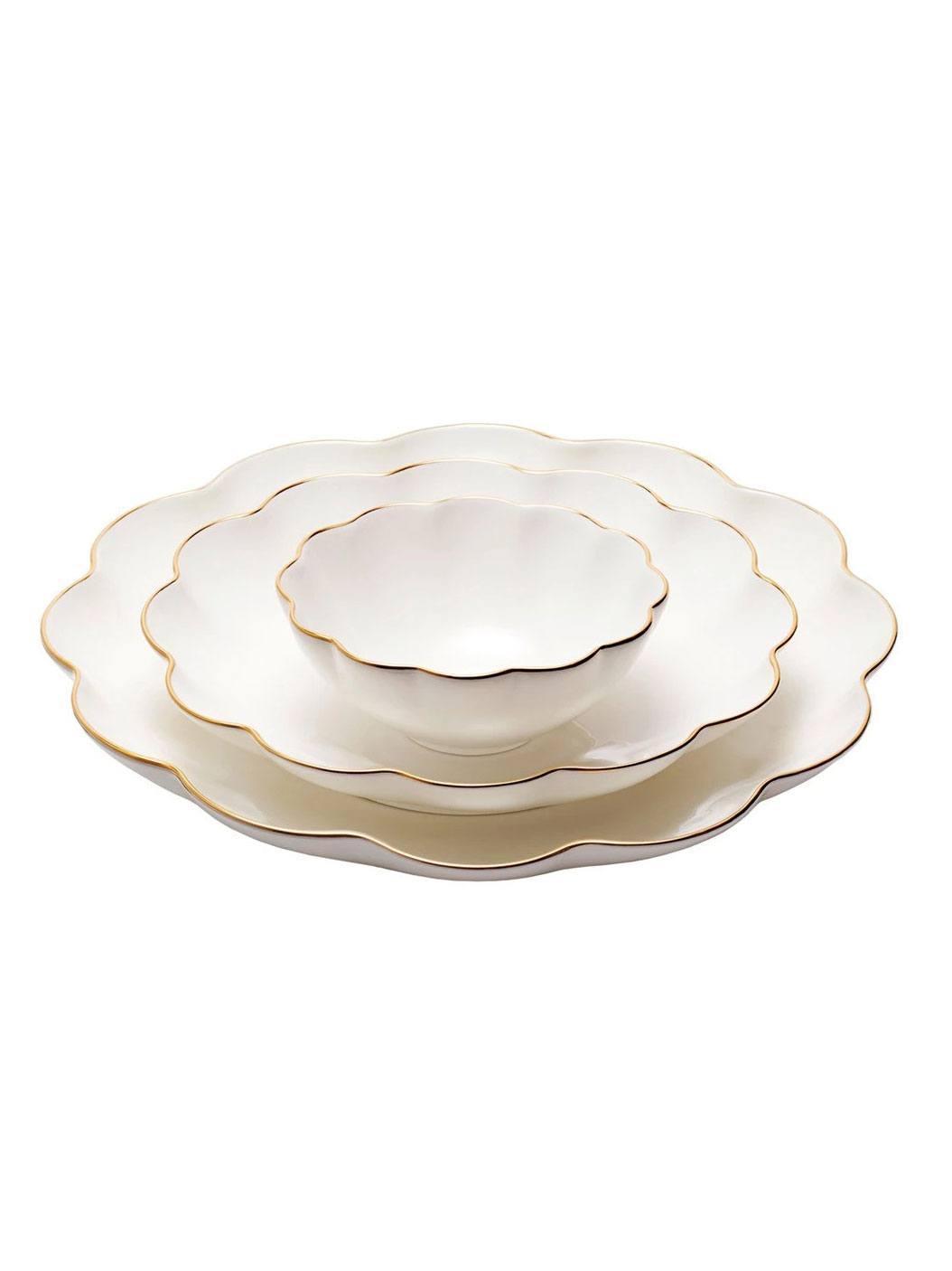 Aerin White Ceramic Scalloped Dish – Set of 3