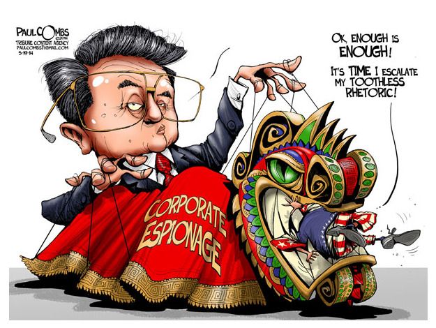 Editorial cartoon Chinese hackers