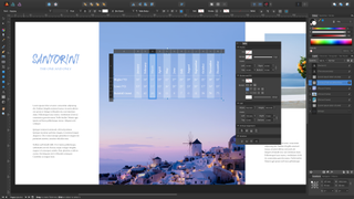 User creating a table in Affinity Publisher