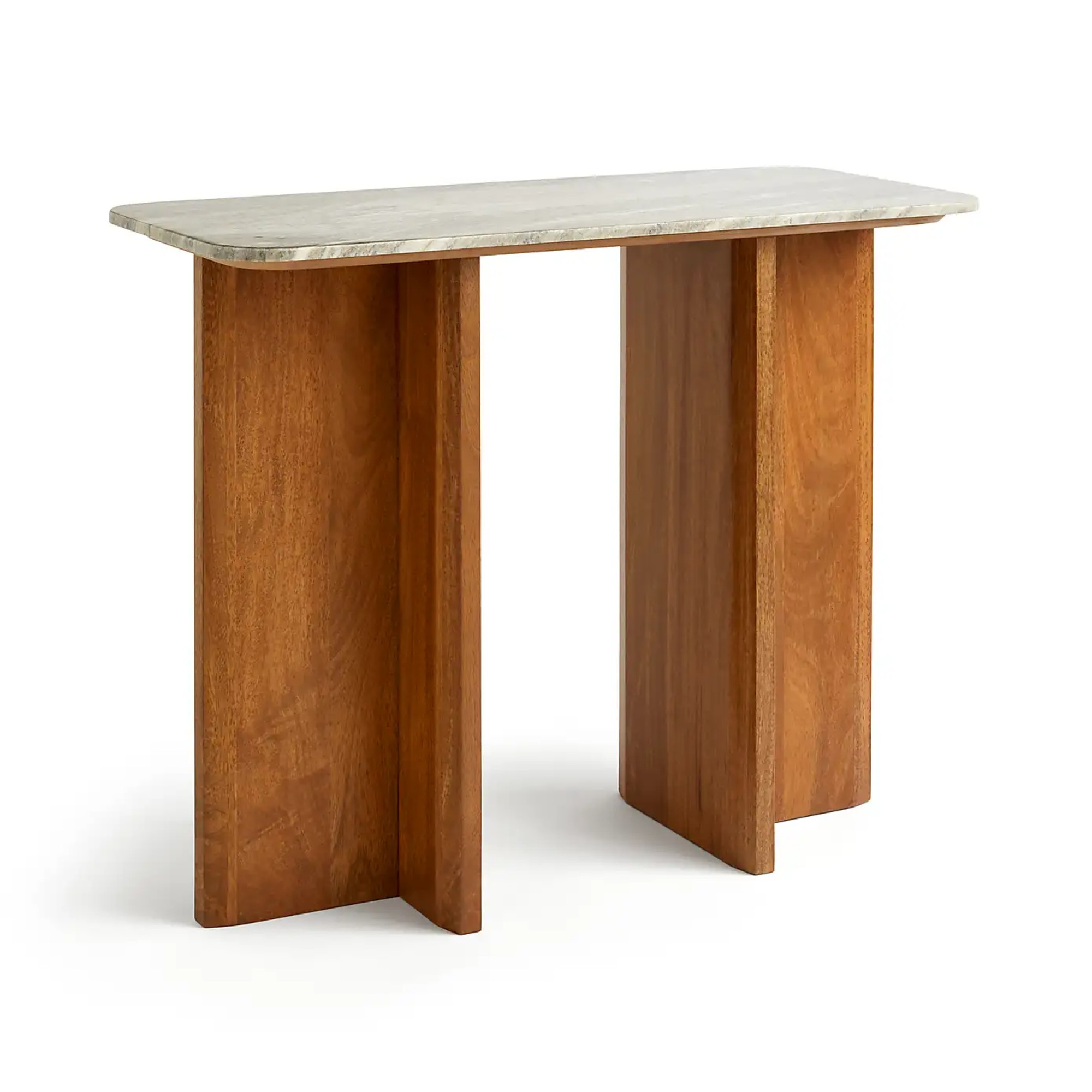 Dunelm Arya Console Table, Mango Wood & Real Marble
