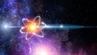 Illustration of a giant atom in outer space
