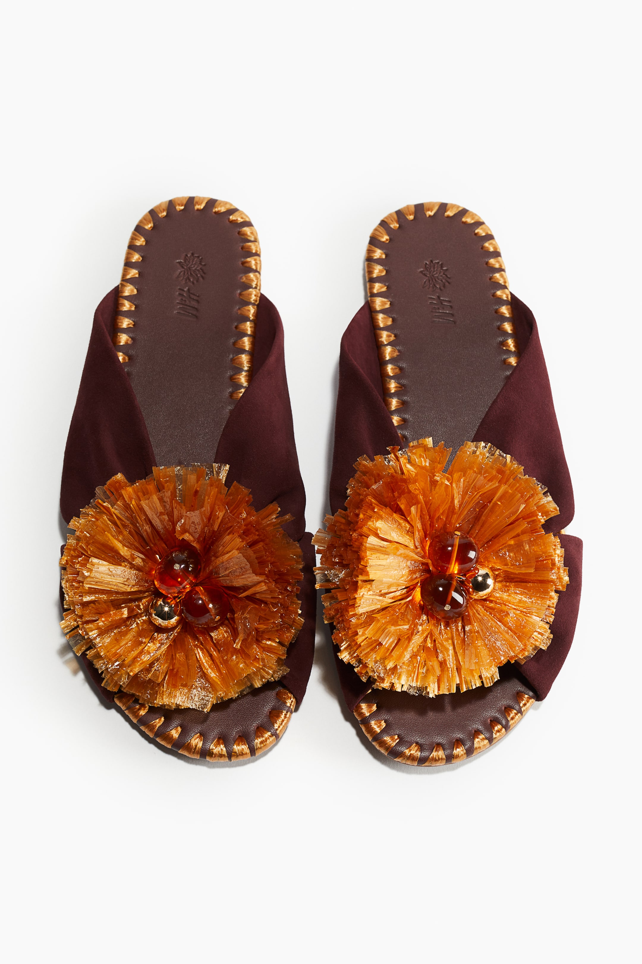 H&M x The White Lotus, Pompom Leather Sandals