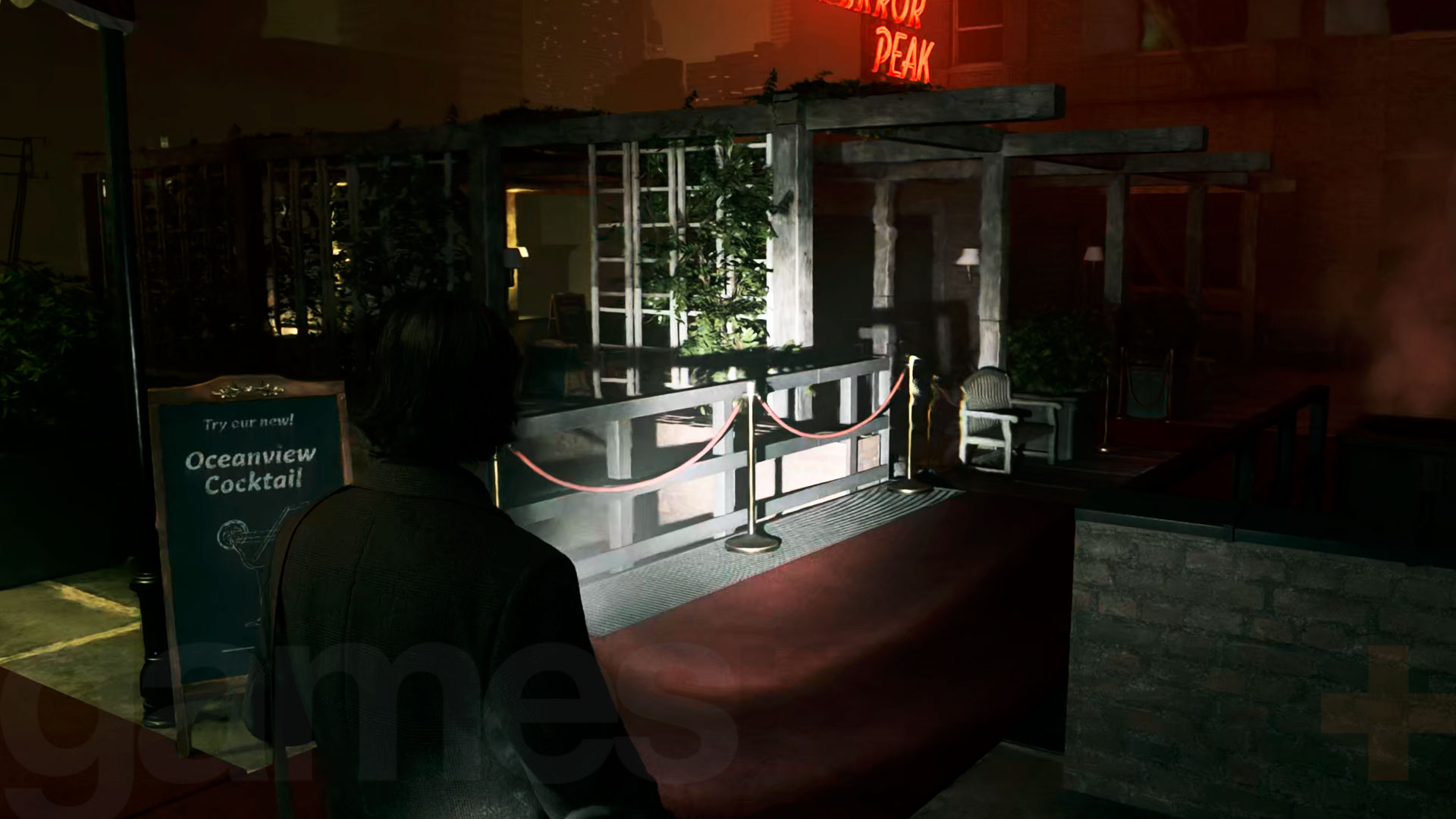 Bar hotelu Oceanview w ciemności w Alan Wake 2