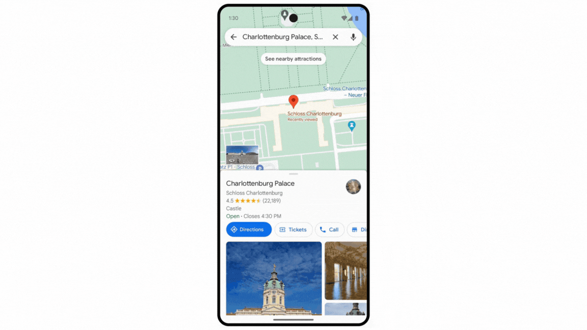 Glancable directions being used to navigate in Google Maps