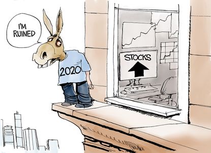 Political Cartoon U.S. Trump 2020 democrats stock market economy