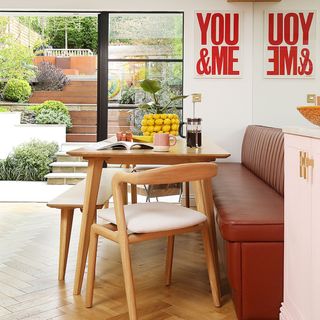 kitchen diner with dining table and banquette seating