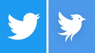 The old Twitter logo and the new Twitter logo from Twitter.now
