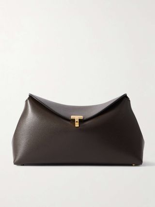 T-Lock Textured-Leather Clutch