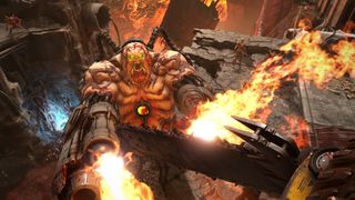 Doom Eternal creature shooting a flamethrower