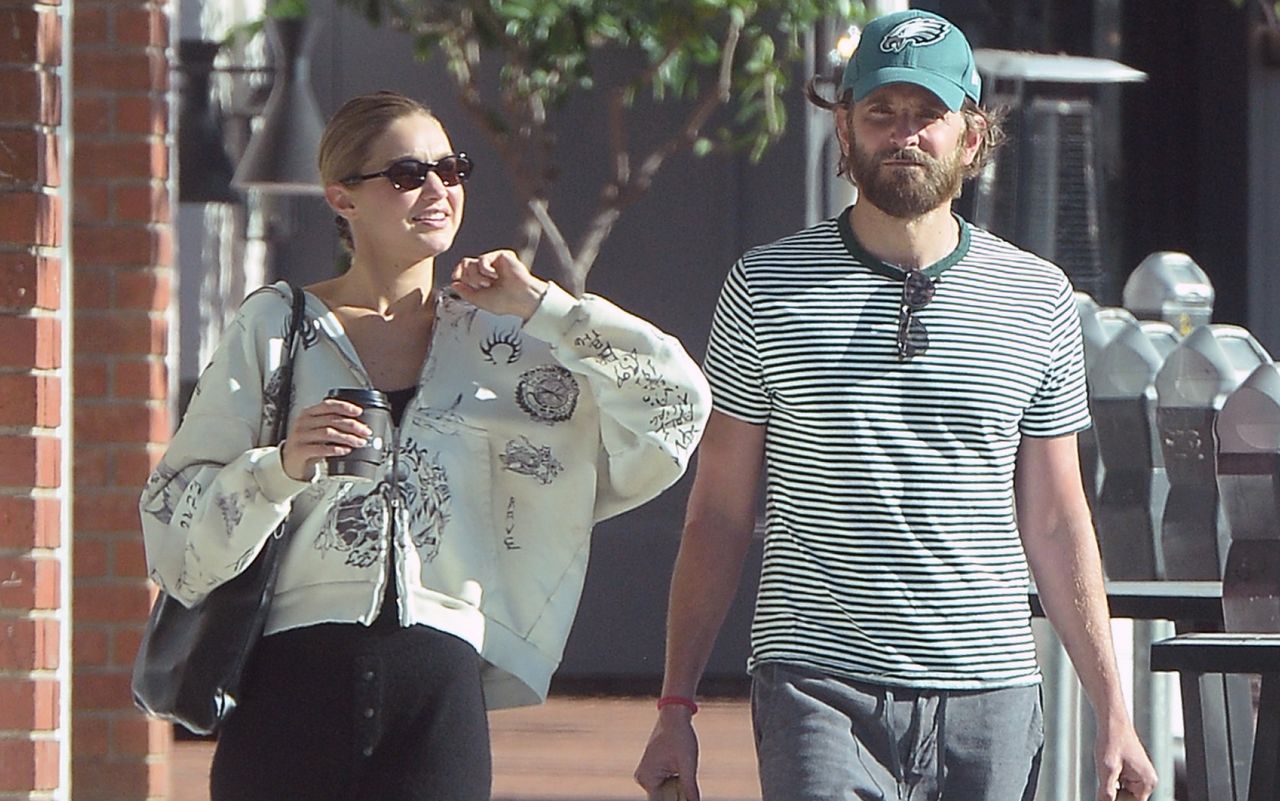 Gigi Hadid and Bradley Cooper wearing coordinating outfits in Los Angeles