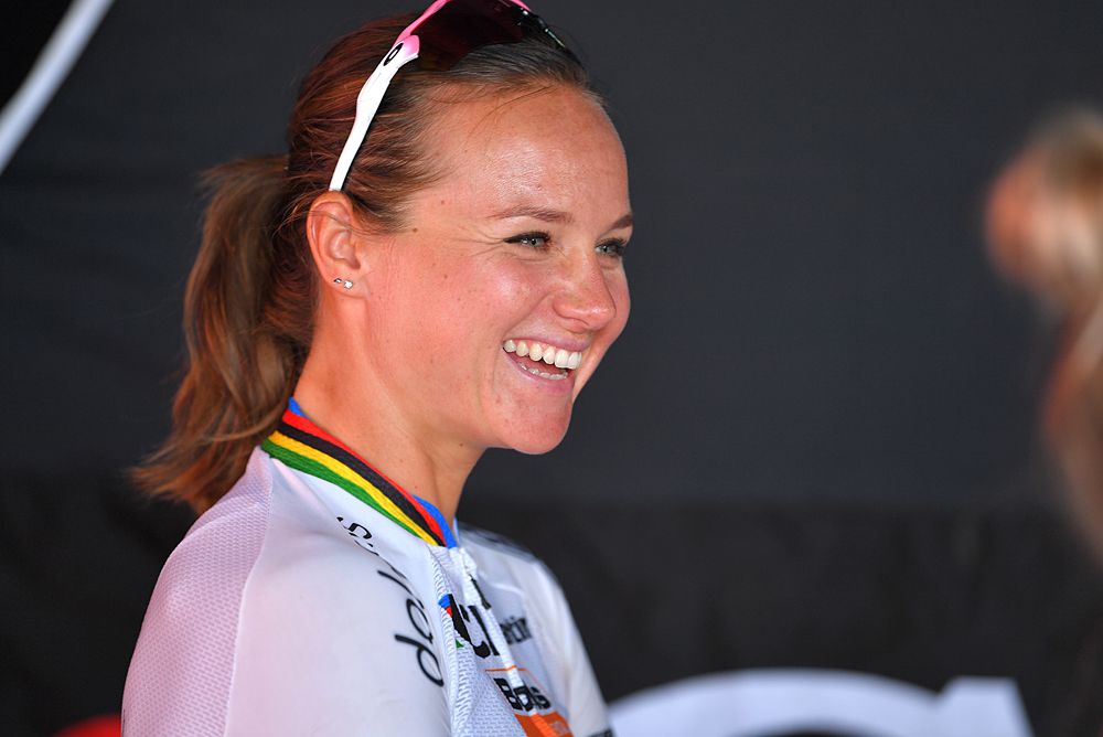 World Champion Chantal Blaak at the start of stage 2 at the Giro Rosa