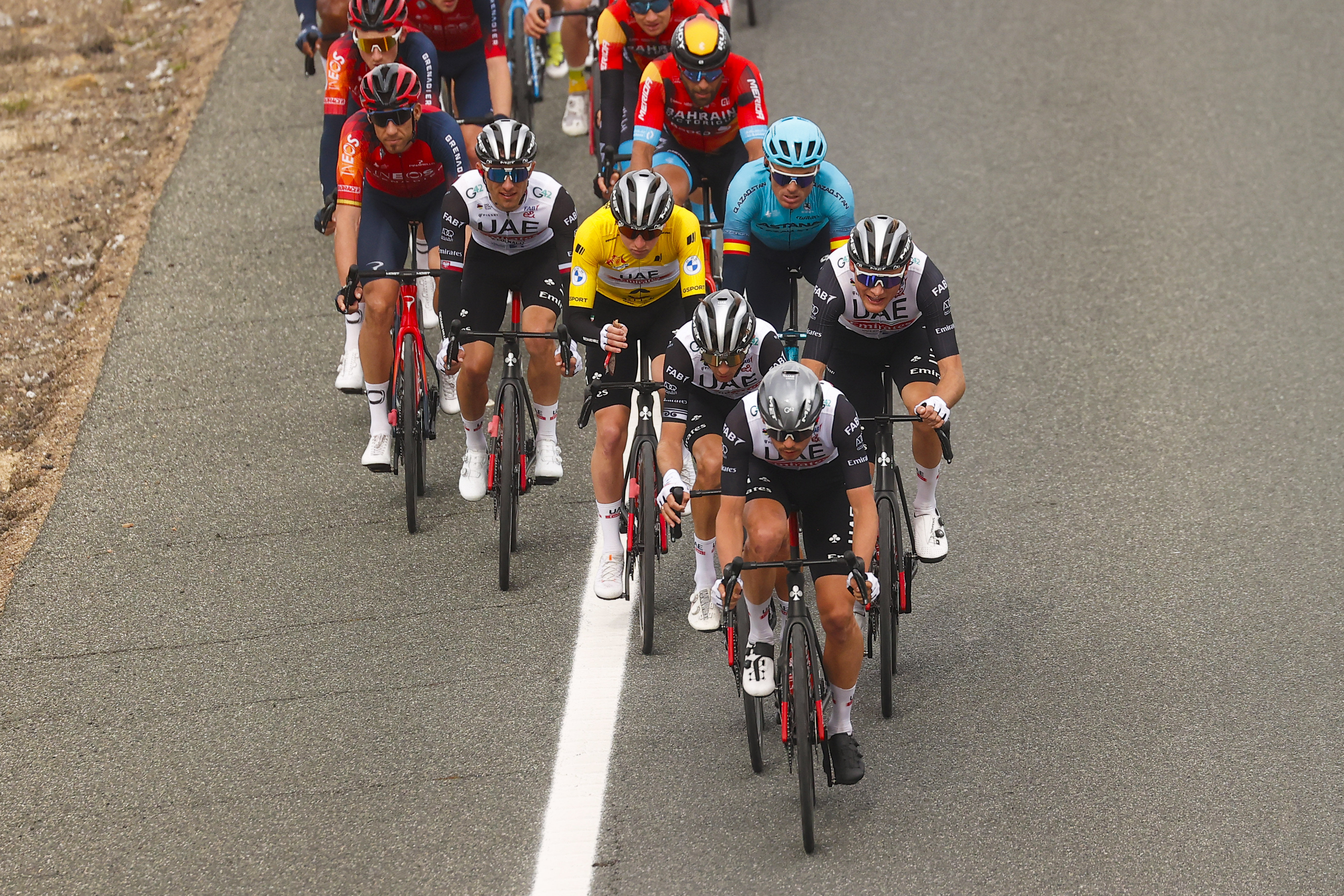 UAE Team Emirates protect Tadej Pogacar at the Vuelta a Andalucia Ruta Ciclista Del Sol