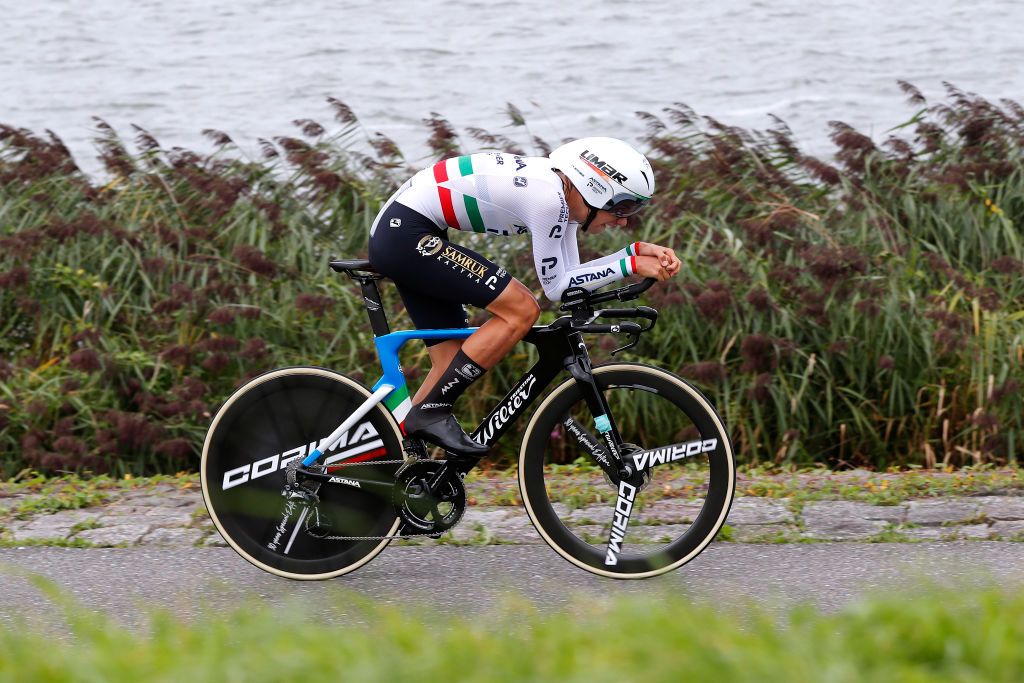 LELYSTAD NETHERLANDS AUGUST 31 Matteo Sobrero of Italy and Team Astana Premier Tech competes during the 17th Benelux Tour 2021 Stage 2 a 111km Individual Time Trial stage from Lelystad to Lelystad ITT BeneluxTour on August 31 2021 in Lelystad Netherlands Photo by Bas CzerwinskiGetty Images