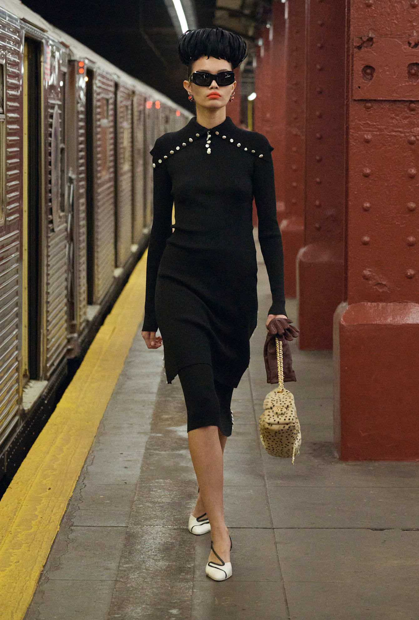 models walk the subway runway for the chanel metiers d'art 2026 show in new york city