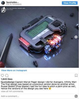 Instagram Captain Marvel's pager mock up.