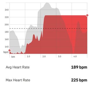 An image showing the heart rate and elevation during James' run