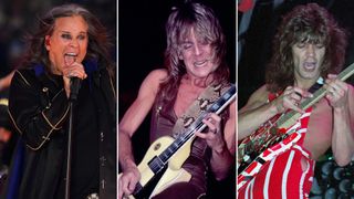 [L-R] Ozzy Osbourne, Randy Rhoads and Eddie Van Halen