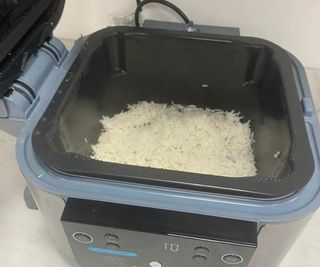 Rice steaming in the Ninja Speedi Rapid Cooker and Air Fryer.