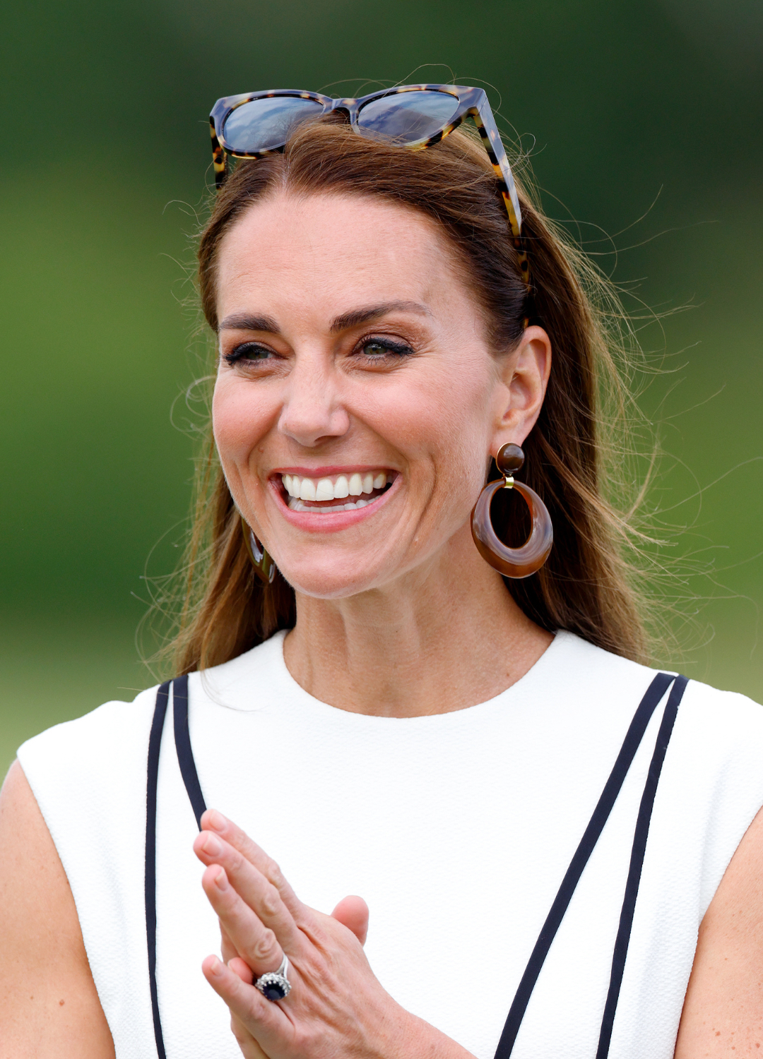 Catherine, Duchess of Cambridge attends the Out-Sourcing Inc. Royal Charity Polo Cup at Guards Polo Club, Flemish Farm on July 6, 2022 in Windsor, England