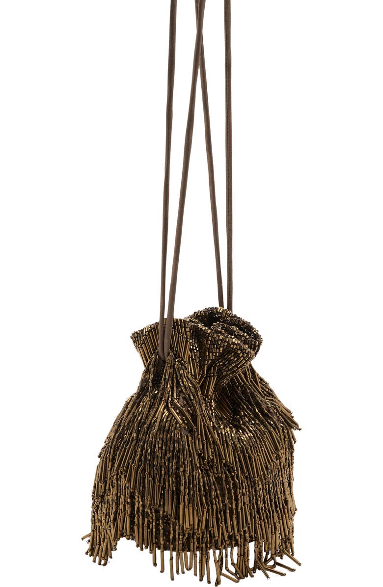 Beaded Drawstring Bucket Bag