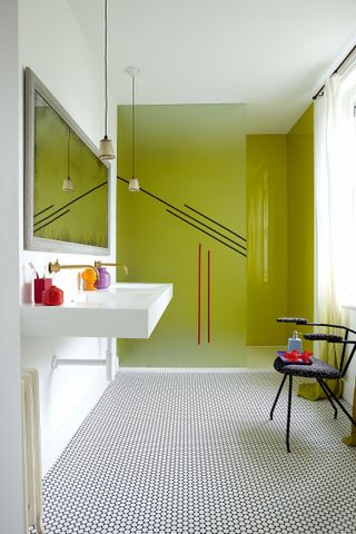 decorate small bathroom yellow green wall color ideas