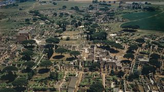 Aerial view of Ostia, a port city north of Pompeii