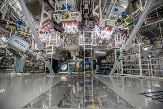 The target chamber of Lawrence Livermore National Laboratory's National Ignition Facility.