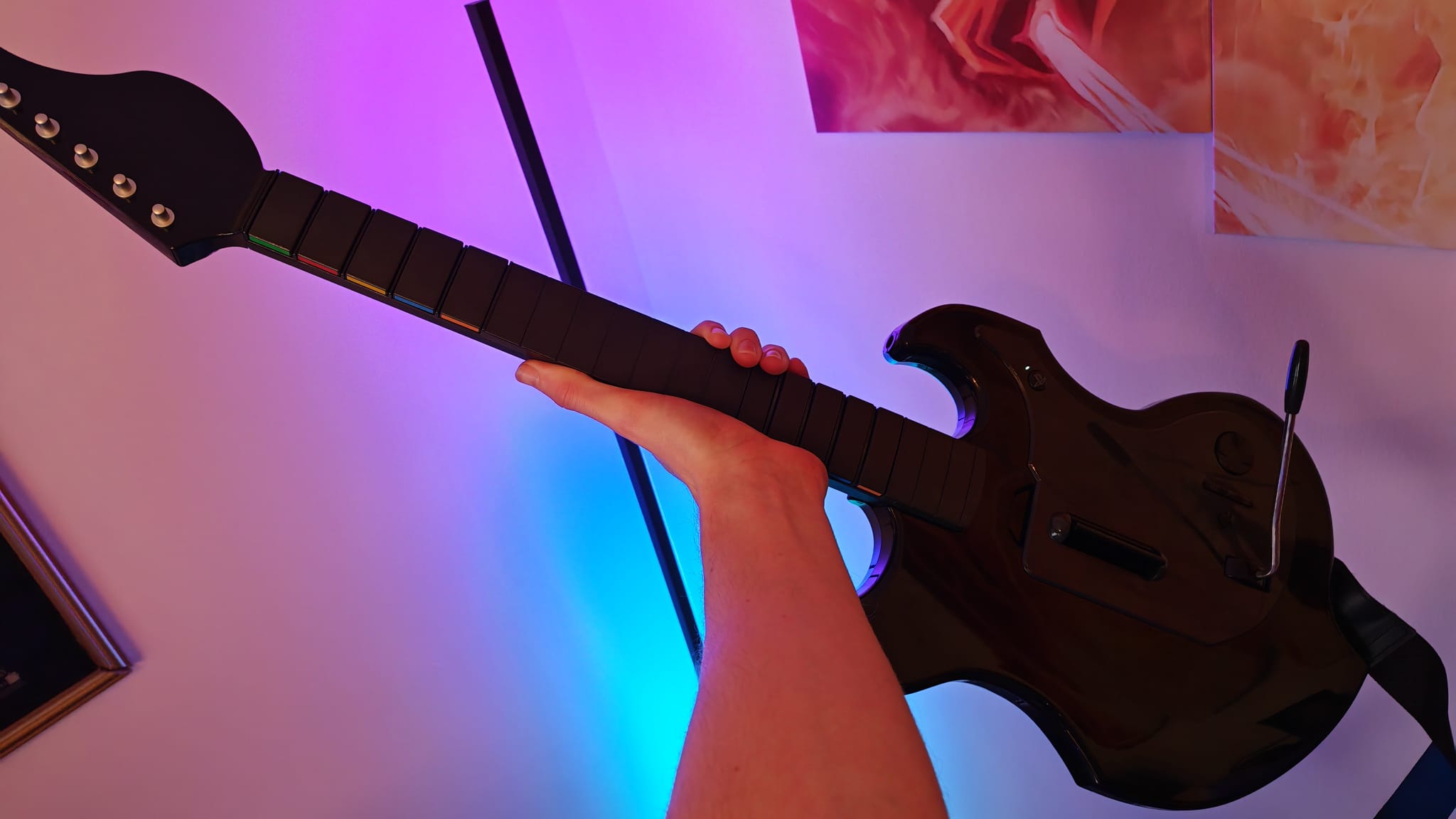 A PDP Riffmaster controller in front of an RGB corner light