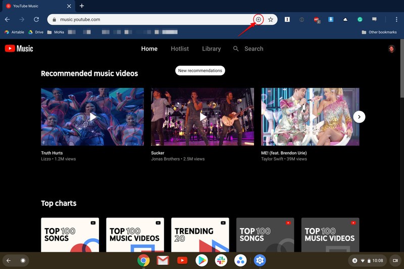 Add YouTube Music PWA from Chromebook