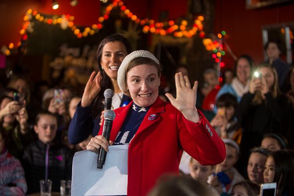 Lena Dunham speaks at a Hillary Clinton rally.