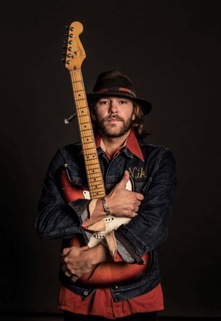 Texas Gentlemen guitarist Nik Lee with his Fender 40th Anniversary Stratocaster.