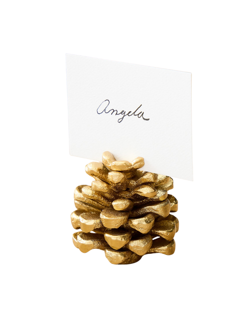 Forest Shine Metal Pine Cone Place Card Holders