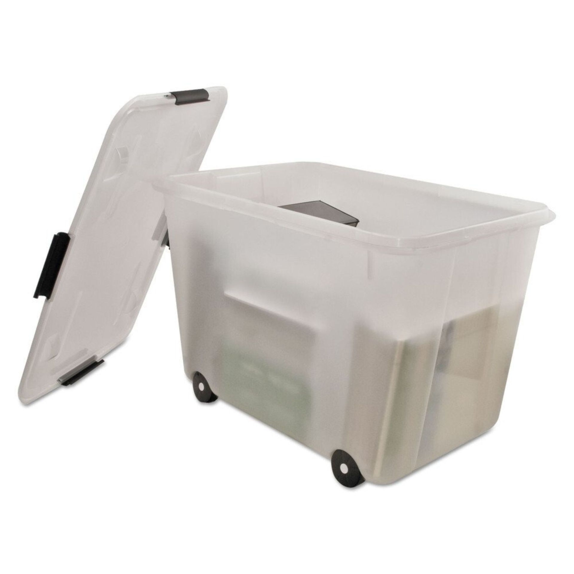 Advantus Rolling Storage Box, Letter/Legal, Ukuran 15 Galon, Bening