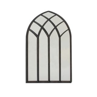 metal arched mirror with black panes