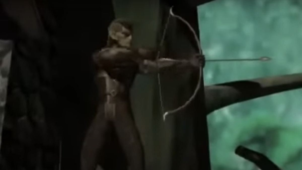 Archer raising his bow and arrow in EverQuest