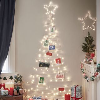 White christmas lights on a wall