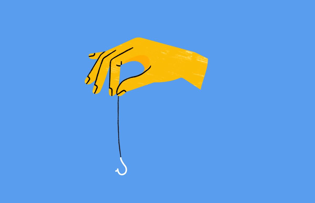 Hand with fish hook 