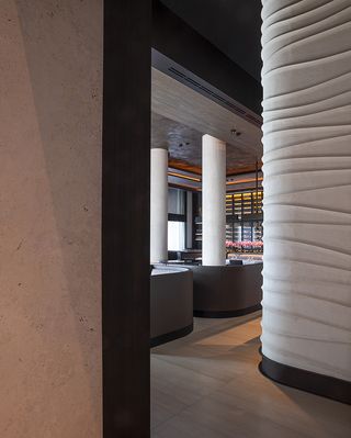 La Réserve restaurant with walls sculptured as sand formation
