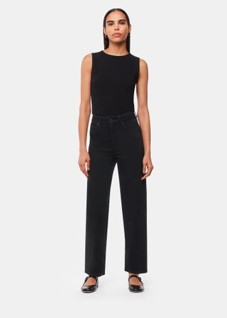 Whistles Black High-Waisted Barrel-Leg Jeans