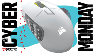 A gaming mouse on a Cyber Monday background