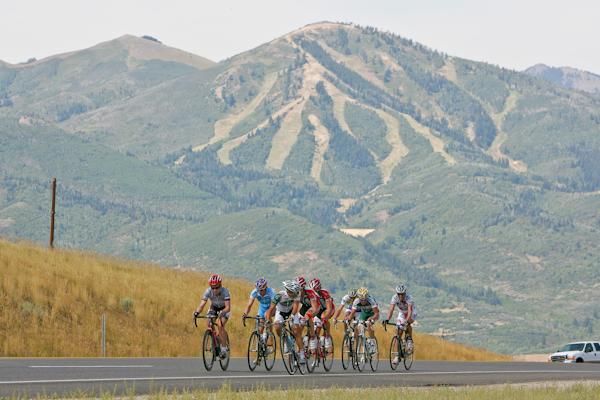 The break passes by the ski slopes of Park City in the distance.