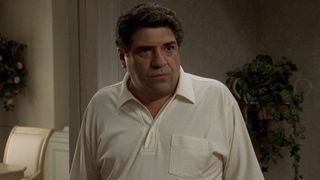 Salvatore Bonpensiero (Vincent Pastore) looks ahead during a conversation on The Sopranos.